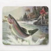 Vintage Regenbogenforelle Fischerei Mousepad (Vorne)