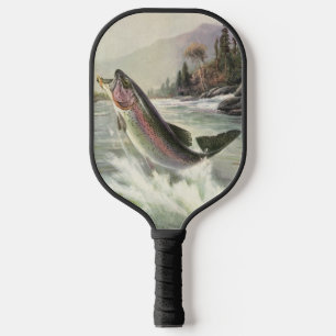 Vintage Regenbogenforelle Fischerei Pickleball Schläger