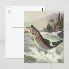 Vintage Regenbogenforelle Fischerei Postkarte