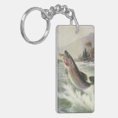 Vintage Regenbogenforelle Fischerei Schlüsselanhänger (Vorderseite links)