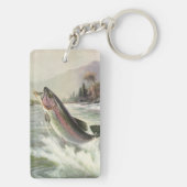 Vintage Regenbogenforelle Fischerei Schlüsselanhänger (Rückseite)