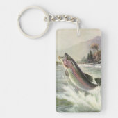 Vintage Regenbogenforelle Fischerei Schlüsselanhänger (Vorderseite)