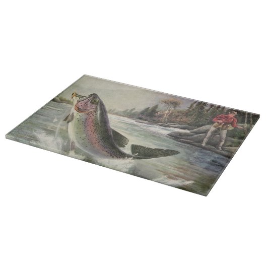 Vintage Regenbogenforelle Fischerei Schneidebrett (Ecke)