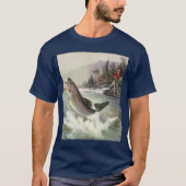 Vintage Regenbogenforelle Fischerei T-Shirt (Vorderseite)