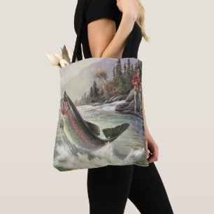 Vintage Regenbogenforelle Fischerei Tasche