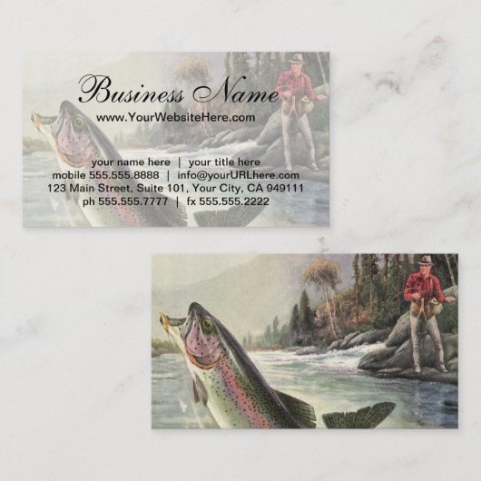Vintage Regenbogenforelle Fischerei Visitenkarte (Vorne/Hinten)