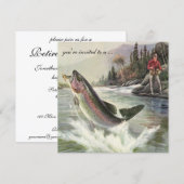 Vintage Regenbogenforelle Fischfang Ruhestand Einladung (Vorne/Hinten)