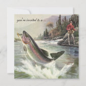 Vintage Regenbogenforelle Fischfang Ruhestand Einladung (Vorderseite)