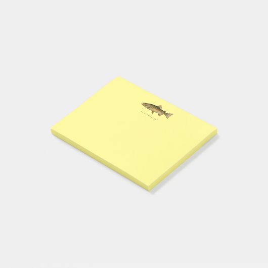 Vintage Regenbogenforelle Post-it Klebezettel (angewinkelt)