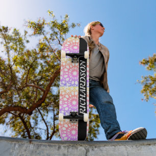 Vintage Regenbogenschneeflocke personalisieren Skateboard