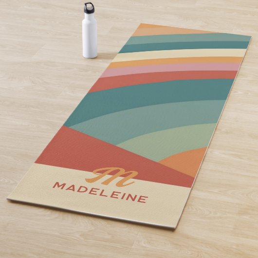 Vintage Regenbogenstreifen Rosa grüne Bezeichnung Yogamatte (Beispiel)