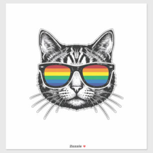 Vintage-Regenbrille-Katze-Pride-Shirt-Design_ Aufkleber