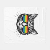 Vintage-Regenbrille-Katze-Pride-Shirt-Design_ Fleecedecke (Vorderseite (Horizontal))