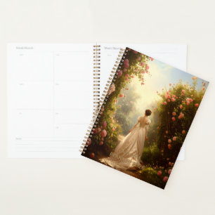 Vintage-Regency-Dame im Rosengarten Planer