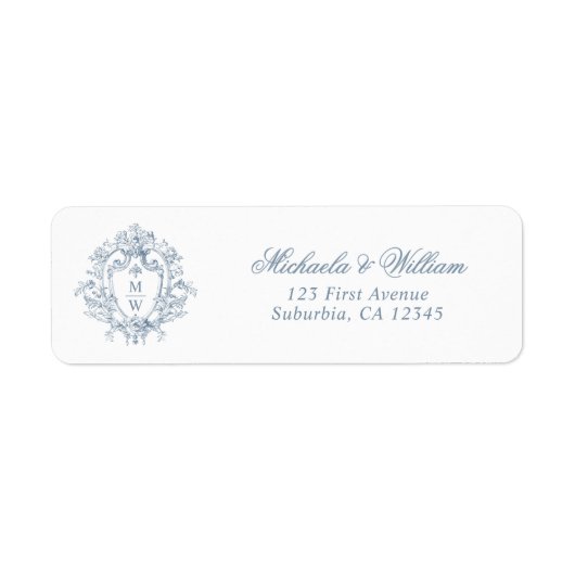 Vintage Regency Monogram Wappen Rücksendeadresse (Vorne)