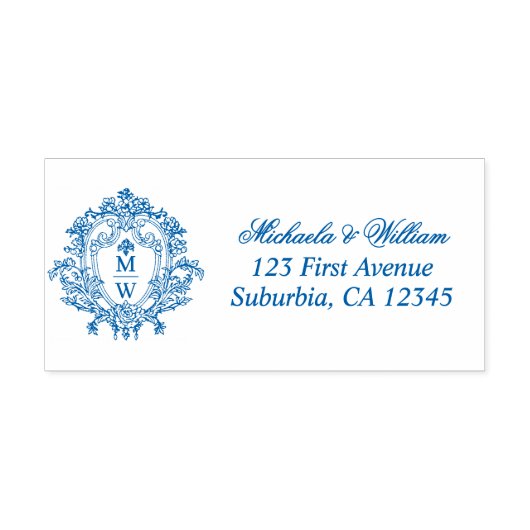 Vintage Regency Monogram Wappen Rücksendeadresse Permastempel (Design)