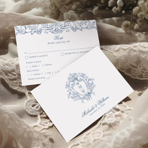 Vintage-Regency-Monogramm-Wappen Elegante Hochzeit RSVP Karte