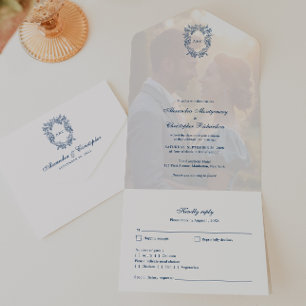 Vintage-Regency-Stil-Wappen-Monogramm-Hochzeit All In One Einladung