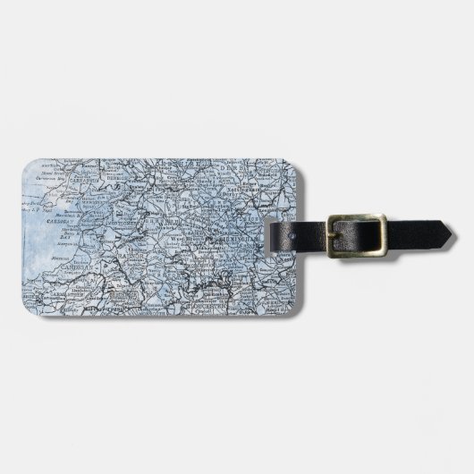 Vintage Regions-Karten-Reise Wales England Gepäckanhänger (Vorderseite horizontal)