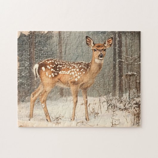 Vintage Reh Szenerie Rustikal Puzzle (Horizontal)