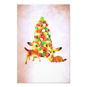 Vintage Rehkitzchen von Gumdrop-Weihnachtsbaum Fotodruck