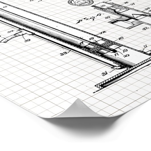 Vintage Reifenpumpe - Patentabbildung Poster (Ecke)