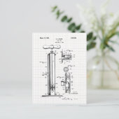 Vintage Reifenpumpe - Patentabbildung Postkarte (Stehend Vorderseite)