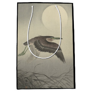 Vintage Reiher bei Vollmond von Ohara Koson Mittlere Geschenktüte