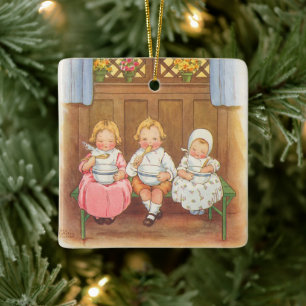 Vintage-Reim 'Pease Porridge Hot' für Kinder Keramikornament