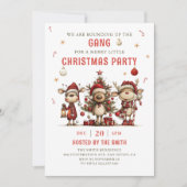 Vintage Reindeer Christmas Party Invitation Einladung (Vorderseite)