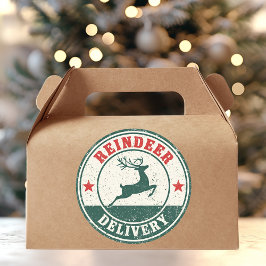 Vintage Reindeer Delivery Christmas  Runder Aufkleber