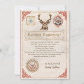 Vintage Reindeer Registration Certificate | North Einladung (Vorderseite)
