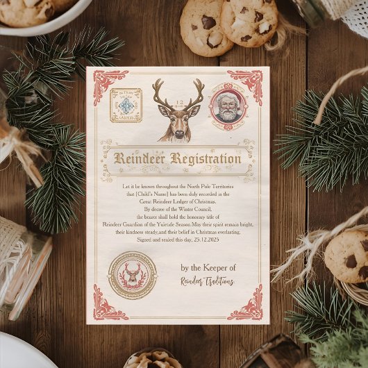 Vintage Reindeer Registration Certificate | North Einladung