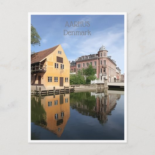 Vintage Reise Aarhus Dänemark Stadthäuser Postkarte (Vorderseite)
