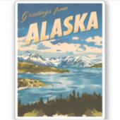 Vintage Reise Alaska Landschaft Retro Aufkleber (Vorderseite)