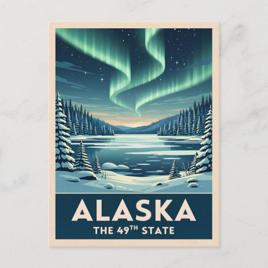 Vintage Reise Alaska Winterlandschaft Retro Postkarte (Vorderseite)