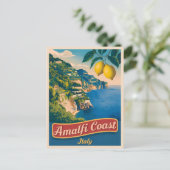 Vintage Reise Amalfi Küste Italien Retro Landschaf Postkarte (Stehend Vorderseite)