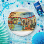 Vintage Reise-Andenken Bostons #2 Massachusetts MA Pappteller (Party)