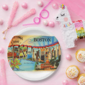 Vintage Reise-Andenken Bostons #2 Massachusetts MA Pappteller (Party)