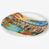 Vintage Reise-Andenken Bostons #2 Massachusetts MA Pappteller (Schrägansicht)