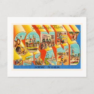 Vintage Reise-Andenken Coney-Insel-New York NY Postkarte