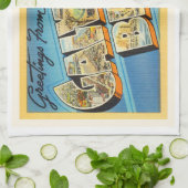 Vintage Reise-Andenken Galveston Strand-Texas TX Geschirrtuch (Gefaltet)