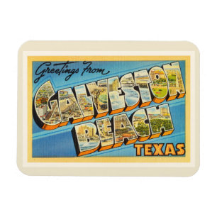 Vintage Reise-Andenken Galveston Strand-Texas TX Magnet