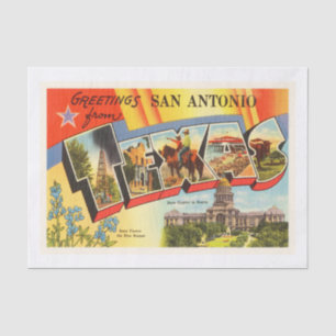 Vintage Reise-Andenken San Antonio #2 Texas TX Seidenpapier