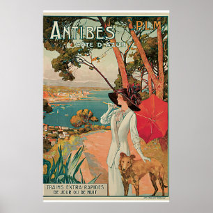 Vintage Reise Antibes, Frankreich Poster