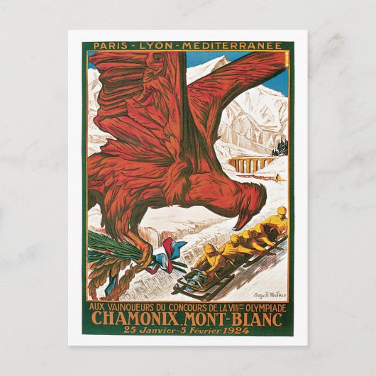 Vintage Reise-Anzeige Chamonix Mont-Blanc Postkarte (Vorderseite)