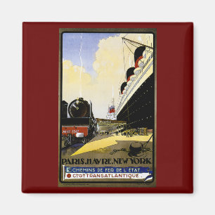 Vintage Reise-Anzeige Cie Gie Transatlantique Magnet