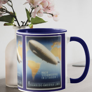 Vintage Reise-Anzeige für Graf Zeppelin Tasse