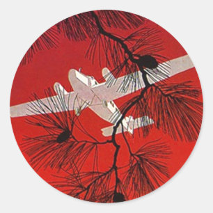 Vintage Reise-Aufkleber-Flugzeug-Flugzeug-Stütze Runder Aufkleber