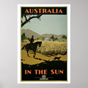 Vintage-Reise Australien Schafsfarm Poster